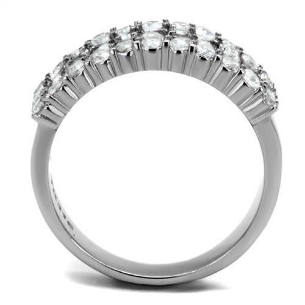 STAINLESS STEEL Round & Baguette. Cubic Zirconia Band Ring - Picture 14 of 14